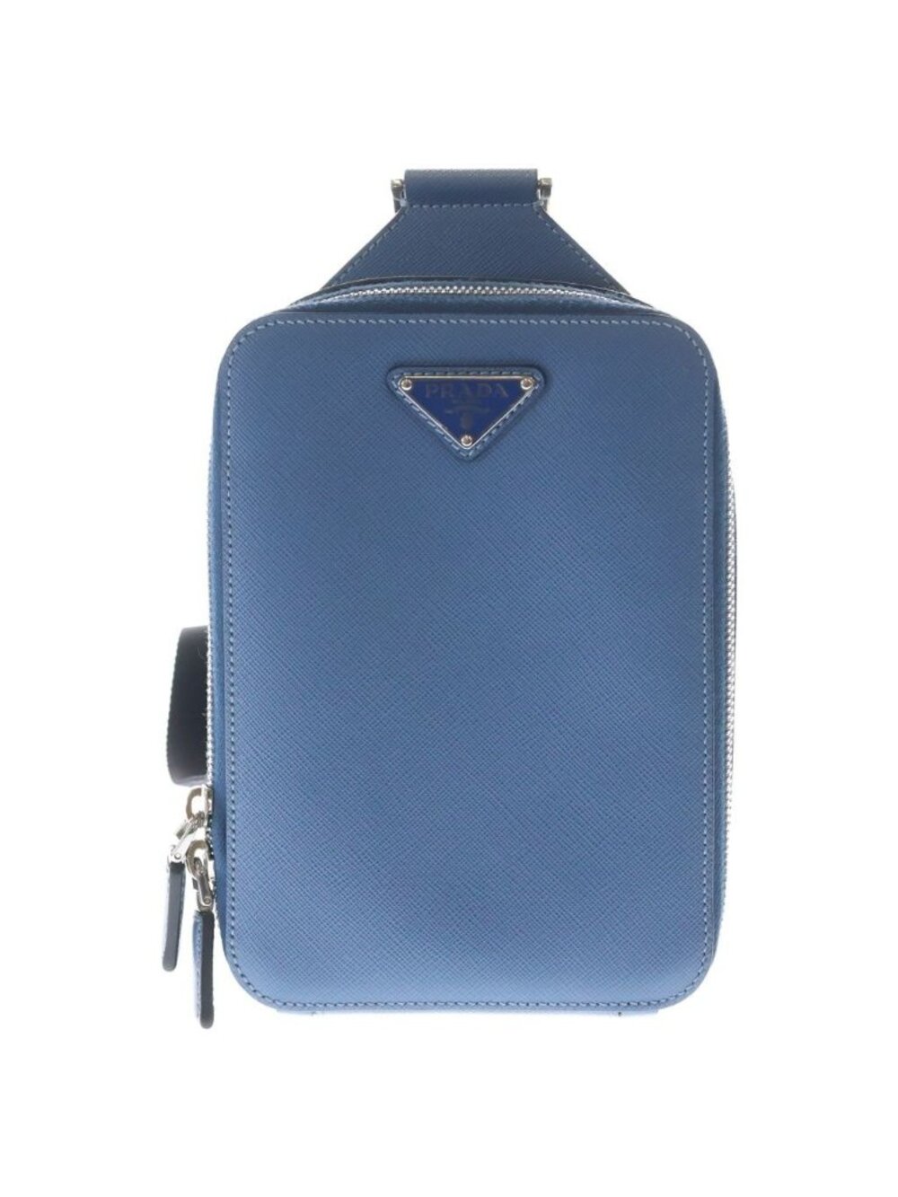 Prada Body Shoulder Bag Light Blue Saffiano 2 Silver